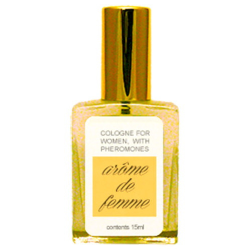 Exclusively available at Love Scent, Arome De Femme was developed in Paris with a lovely French scent infused with copulins.  Arome De Femme has a light floral scent that is sure to please the senses of you and the people you interact with.The specially engineered copulin formula is intended to have a romantic effect, perfect to wear during dates with a new acquaintance or a current partner.  Users have reported that Arome De Femme has helped them develop trust and sexual energy with their partners.If you need a new perfume and would like a boost of confidence on your next date, try Arome De Femme and you won't be disappointed.Scent Notes: Base notes of musk, vertiver, and sandalwood.  Heart notes of floral essences.  Top notes of citrus and vanilla.Pheromone Content: Each 15 ml bottle of Arome De Femme comes packed with copulins to ensure a romantic and sexy atmosphere.